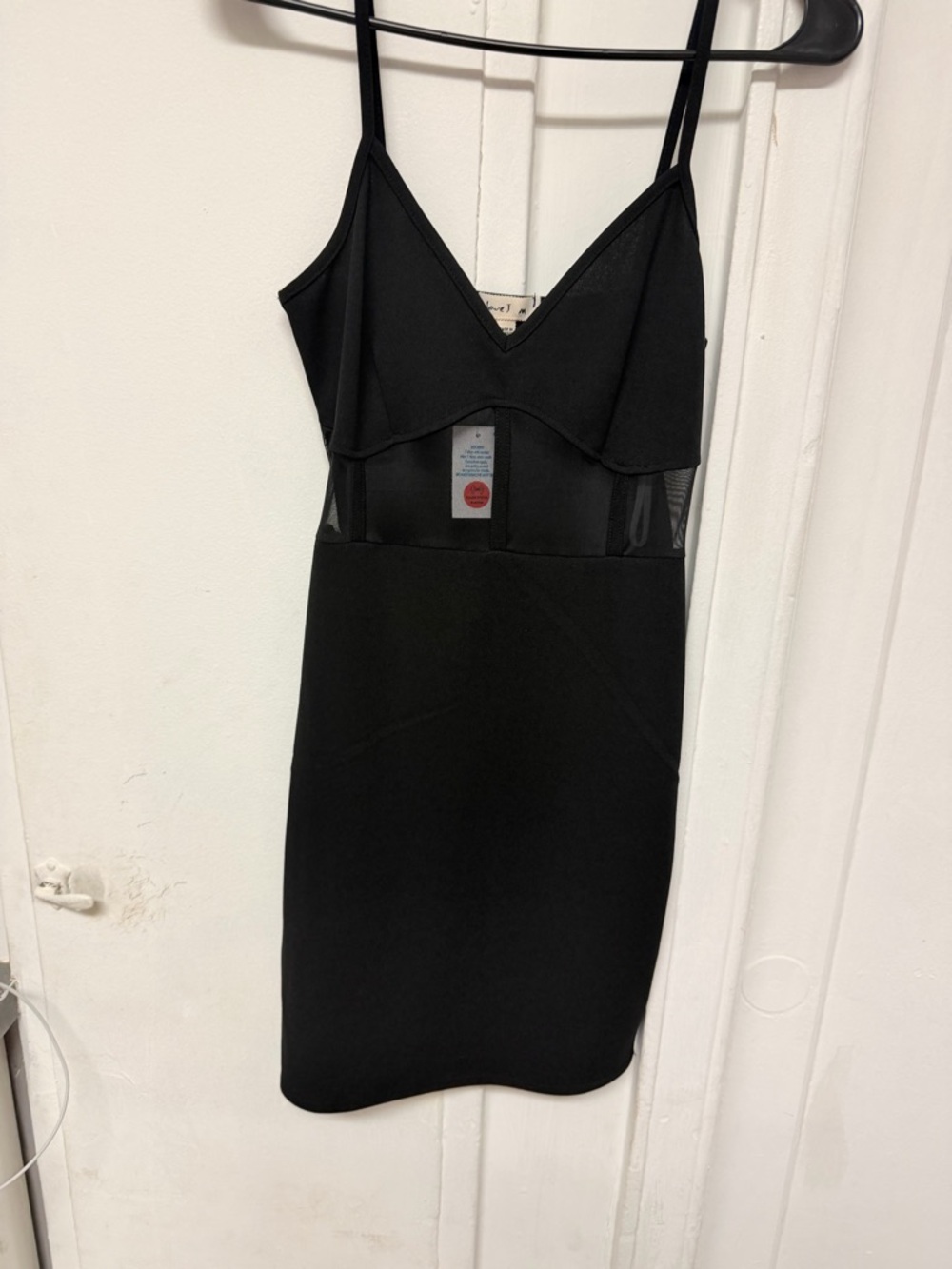 Elegant Black Mesh-Detail Mini Dress - Women's